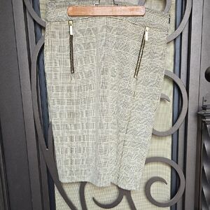 Michael Kors Black and Cream Plaid Skirt